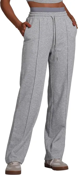 ABOCIW Womens Two Tone Wide Leg Sweatpants Fleece High Waisted Baggy Sweat Pants Drawstring Athletic Joggers
