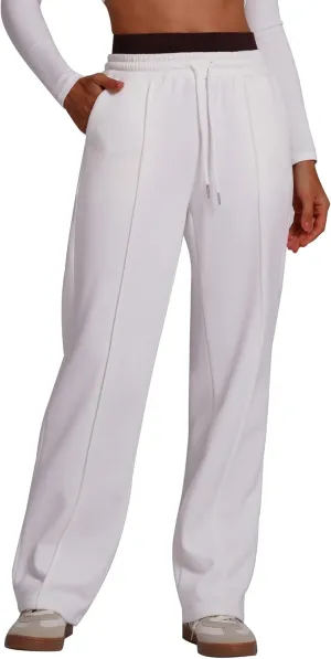 ABOCIW Womens Two Tone Wide Leg Sweatpants Fleece High Waisted Baggy Sweat Pants Drawstring Athletic Joggers