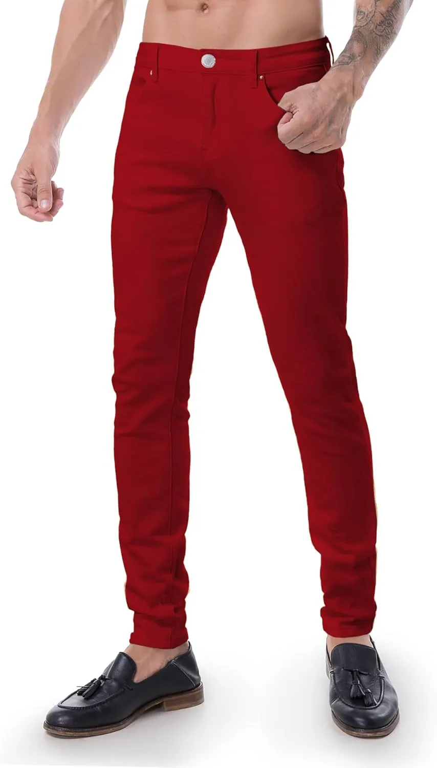 ABSECAI Mens Jeans Pants Skinny Slim Fit Comfy Fashion Denim Stretch Fit