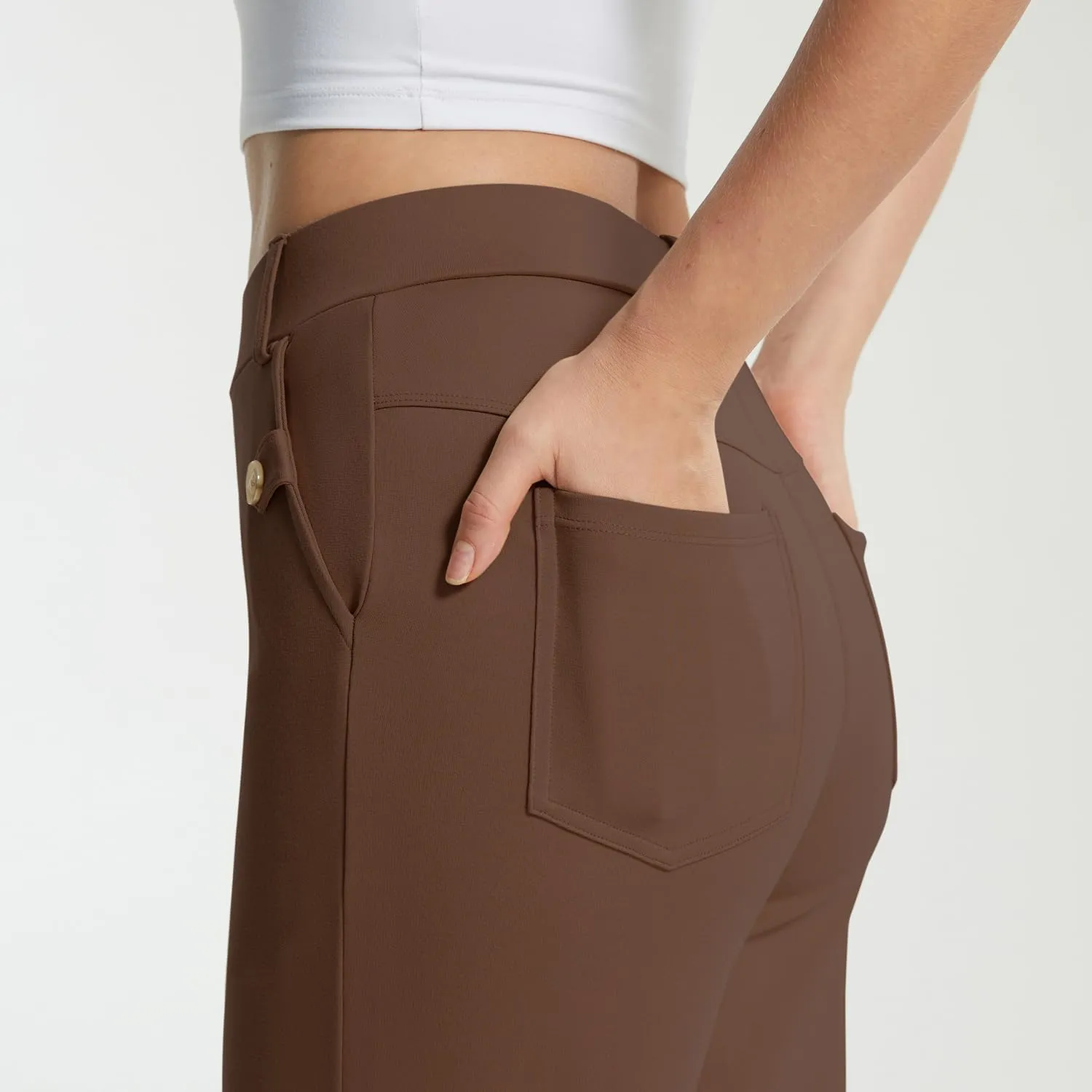 AFITNE Women's Yoga Dress Pants High Waist Pull On Dressy Work Pants Stretchy Business Casual Ankle Length Trousers