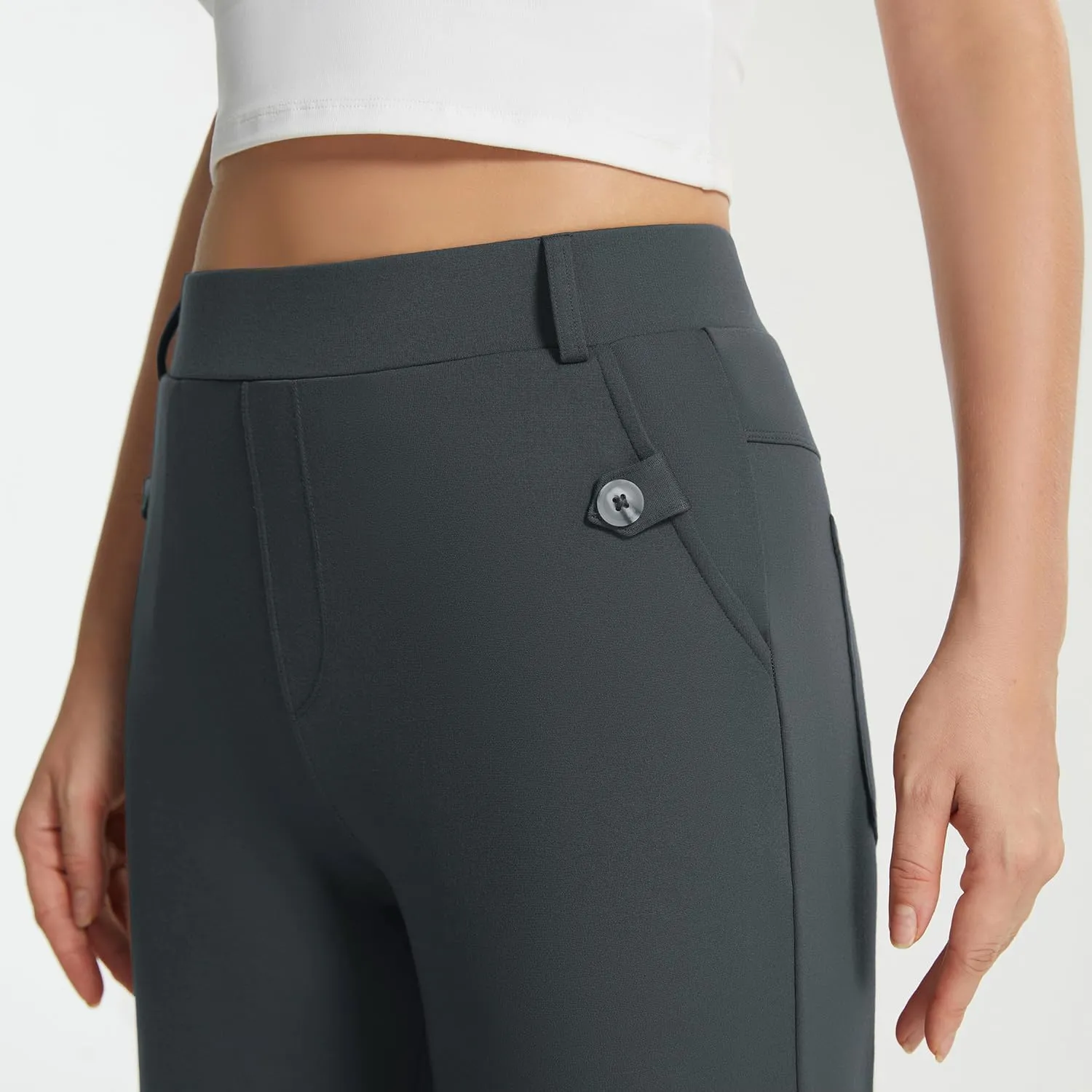 AFITNE Women's Yoga Dress Pants High Waist Pull On Dressy Work Pants Stretchy Business Casual Ankle Length Trousers