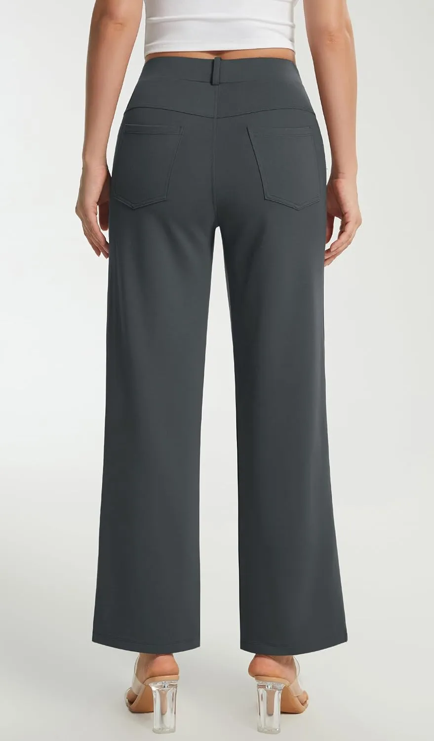 AFITNE Women's Yoga Dress Pants High Waist Pull On Dressy Work Pants Stretchy Business Casual Ankle Length Trousers