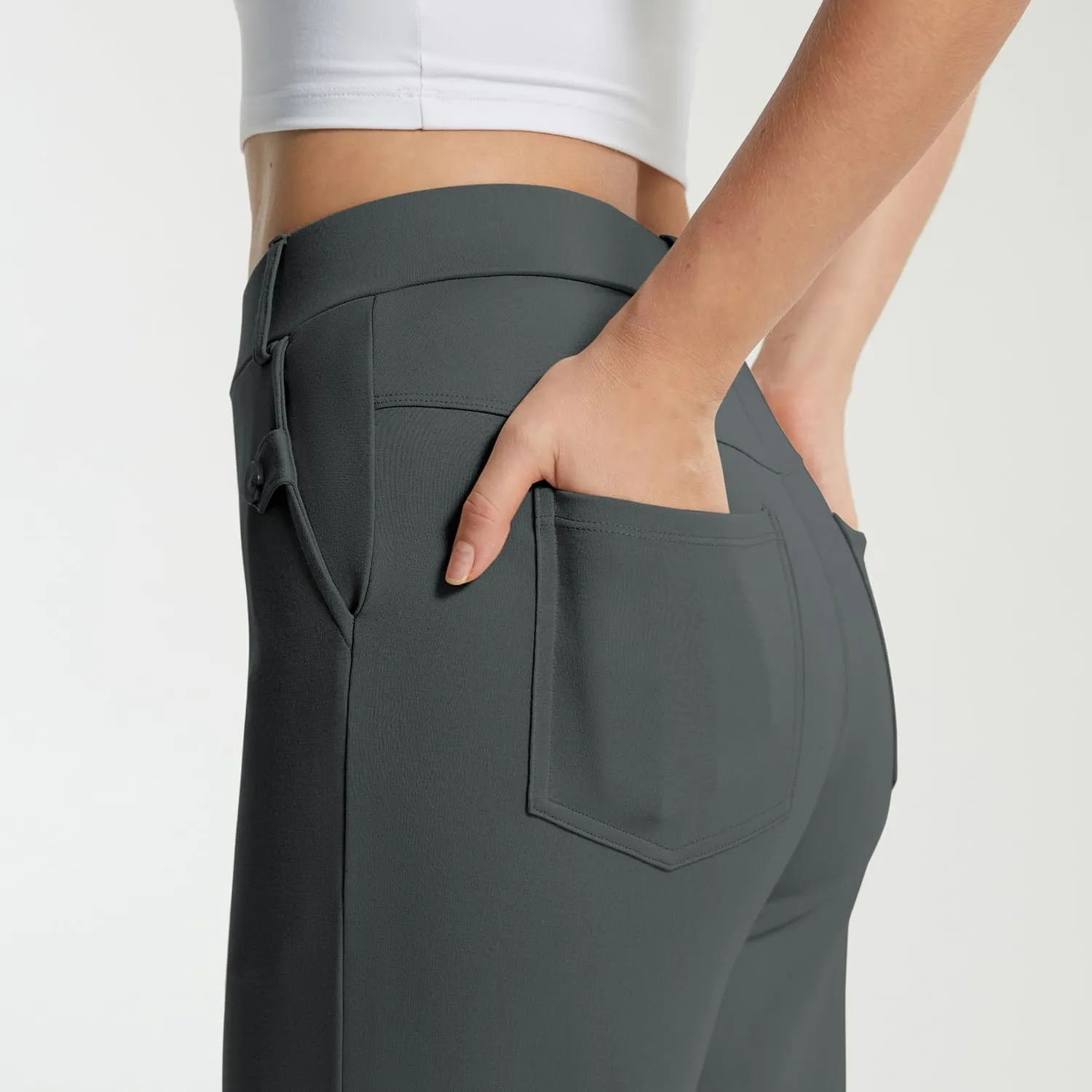 AFITNE Women's Yoga Dress Pants High Waist Pull On Dressy Work Pants Stretchy Business Casual Ankle Length Trousers