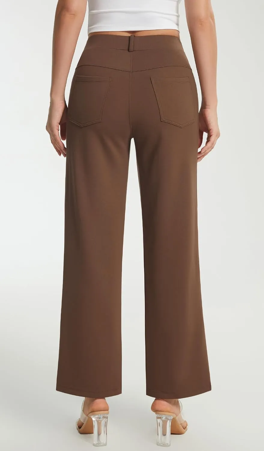 AFITNE Women's Yoga Dress Pants High Waist Pull On Dressy Work Pants Stretchy Business Casual Ankle Length Trousers