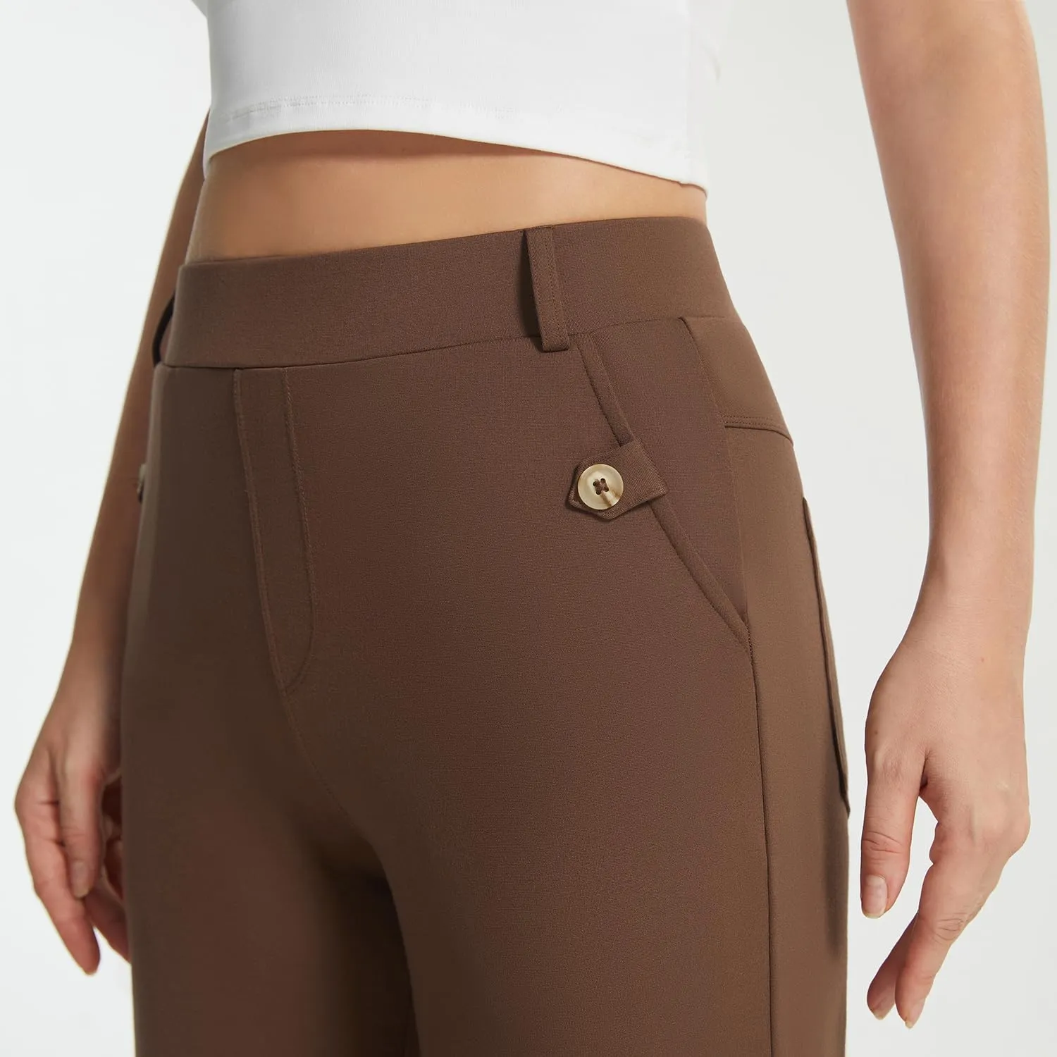 AFITNE Women's Yoga Dress Pants High Waist Pull On Dressy Work Pants Stretchy Business Casual Ankle Length Trousers