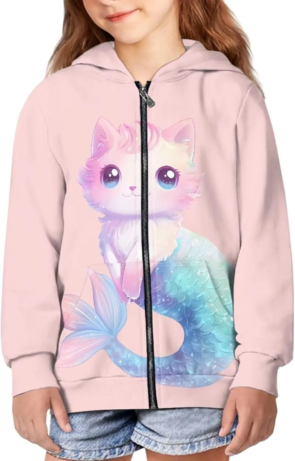 Age 6-14 Boys Girls Hoodies Zipper Sweatshirt Long Sleeve Hoodie Sweatshirt with Pockets Pullover Tops
