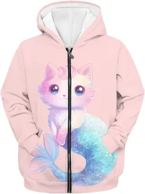 Age 6-14 Boys Girls Hoodies Zipper Sweatshirt Long Sleeve Hoodie Sweatshirt with Pockets Pullover Tops