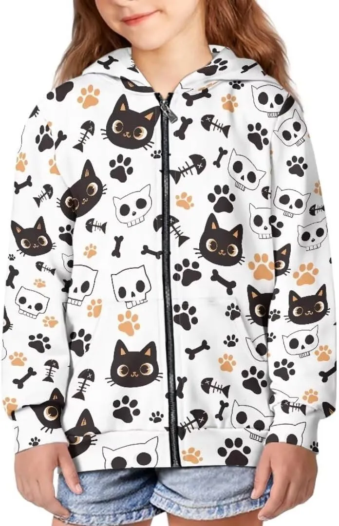 Age 6-14 Boys Girls Hoodies Zipper Sweatshirt Long Sleeve Hoodie Sweatshirt with Pockets Pullover Tops