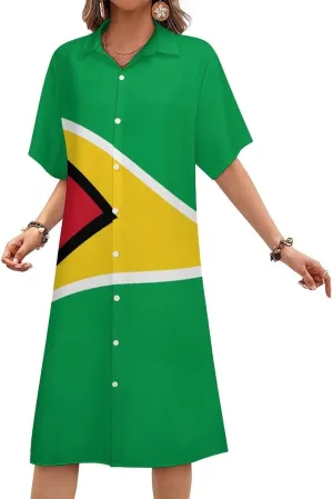 Albanian Flag Womens Button Down Shirt Dresses Simple Button Up Short Sleeve Blouse Tops