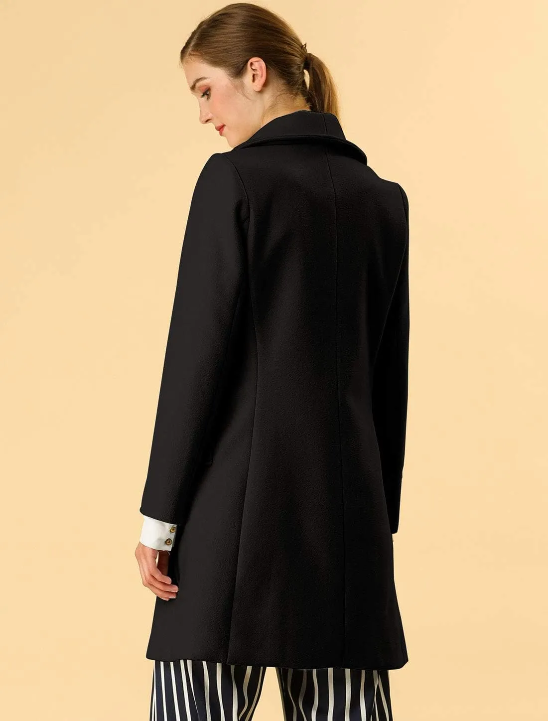 Allegra K Women's 2024 Winter Coat Shawl Collar Belted Single Breasted Overcoats