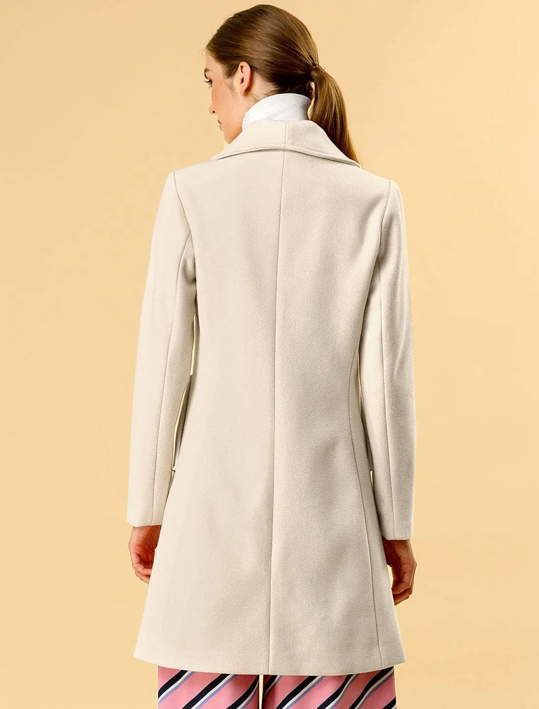 Allegra K Women's 2024 Winter Coat Shawl Collar Belted Single Breasted Overcoats