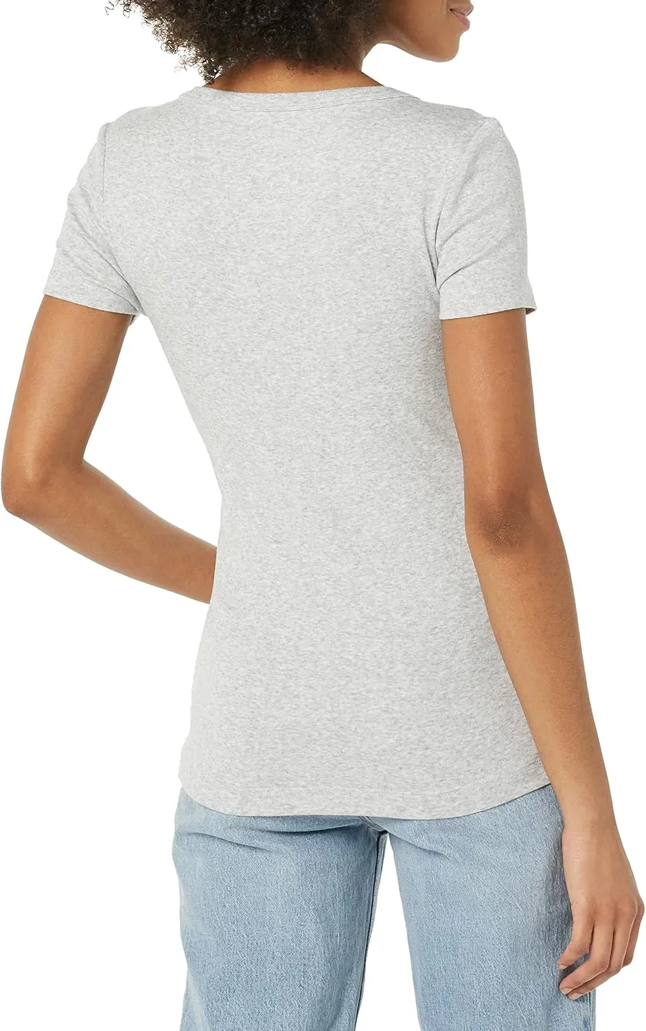 Amazon Essentials Women's Slim-Fit Short-Sleeve V-Neck T-Shirt, Pack of 2