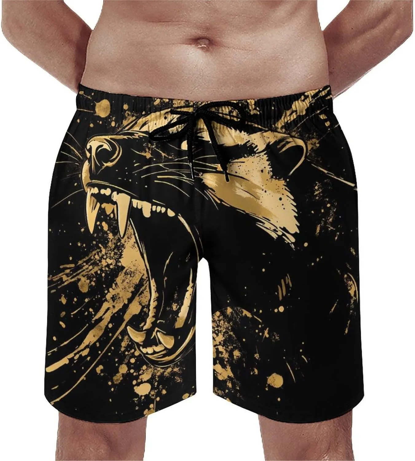Anger Honey-Badger Roaring Mens Swim Trunks Beach Shorts Quick Dry Elastic Waist Drawstring Running Bathing Suits