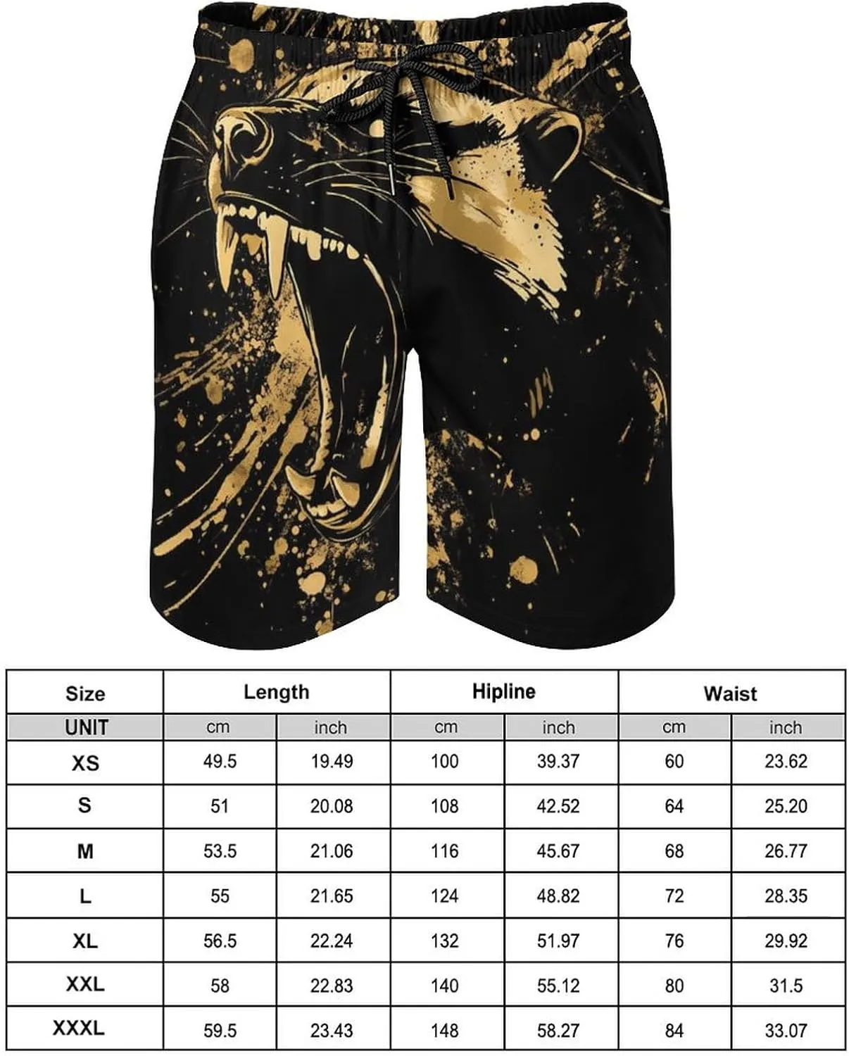 Anger Honey-Badger Roaring Mens Swim Trunks Beach Shorts Quick Dry Elastic Waist Drawstring Running Bathing Suits