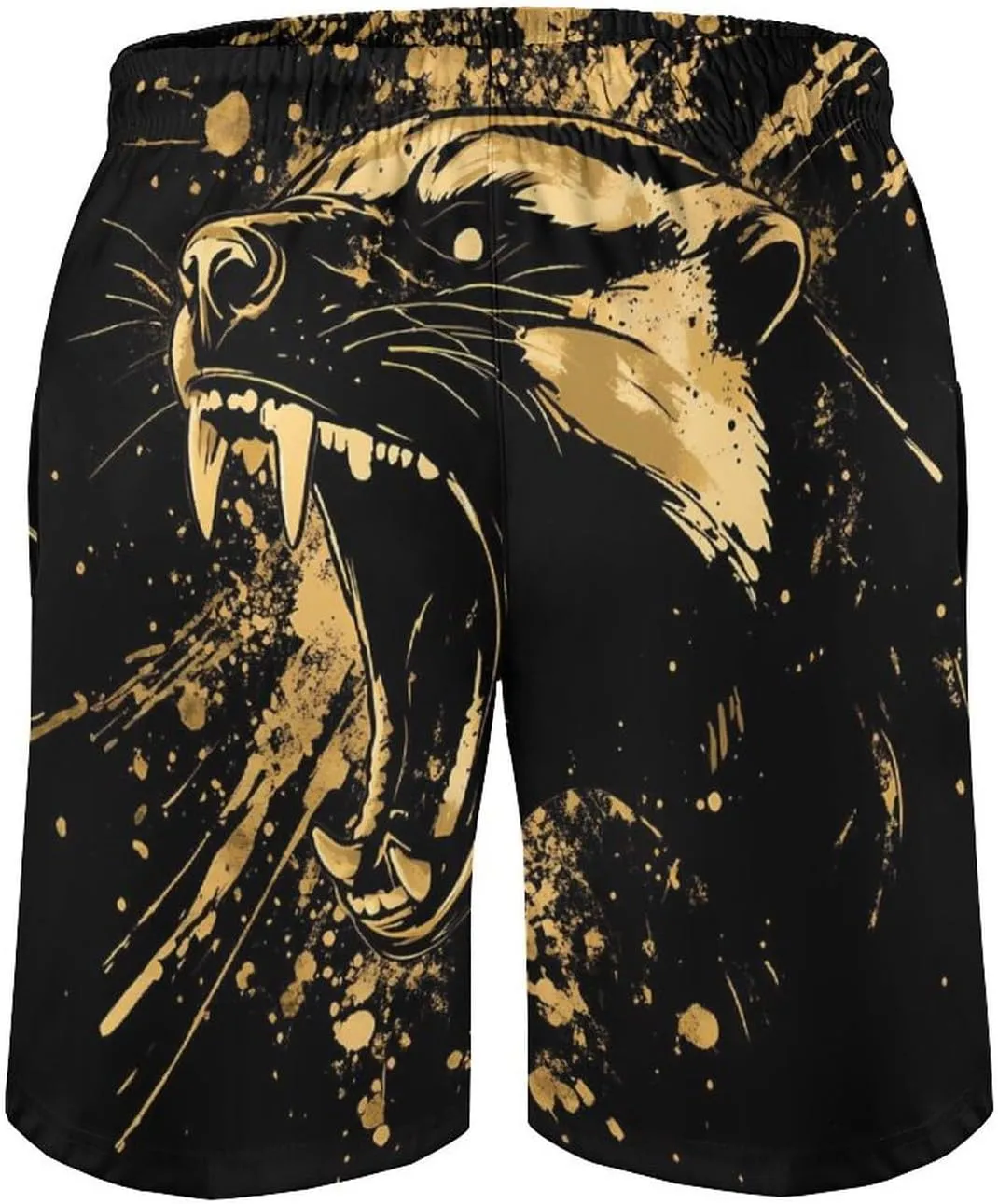 Anger Honey-Badger Roaring Mens Swim Trunks Beach Shorts Quick Dry Elastic Waist Drawstring Running Bathing Suits