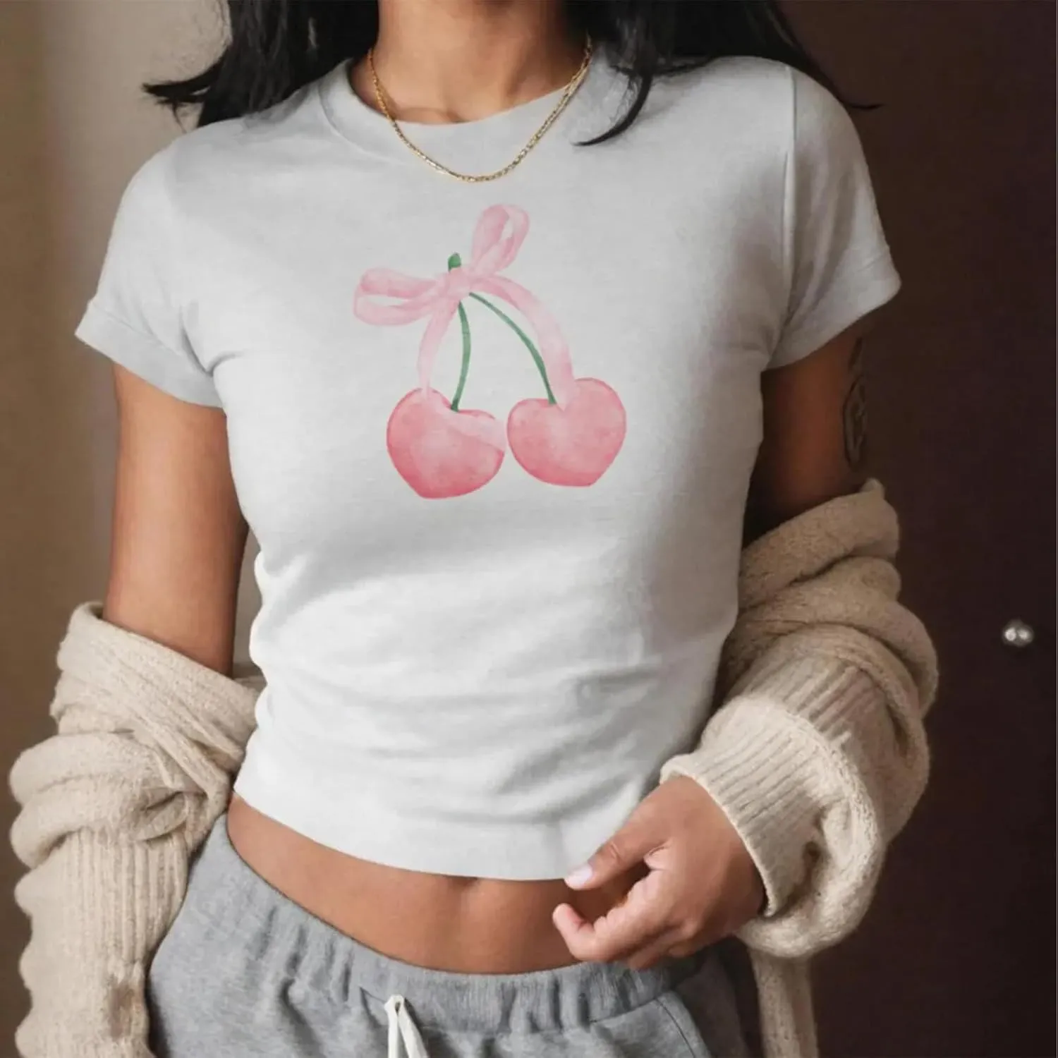 Baby Tees Y2k Women Teen Girls Graphic Short Sleeve Crop Tops Vintage Aesthetic Cute Fruit Floral Cropped T Shirts