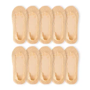 BaseAlpha Essentials Lace Over Silicon Cotton Oversocks Beige 10p