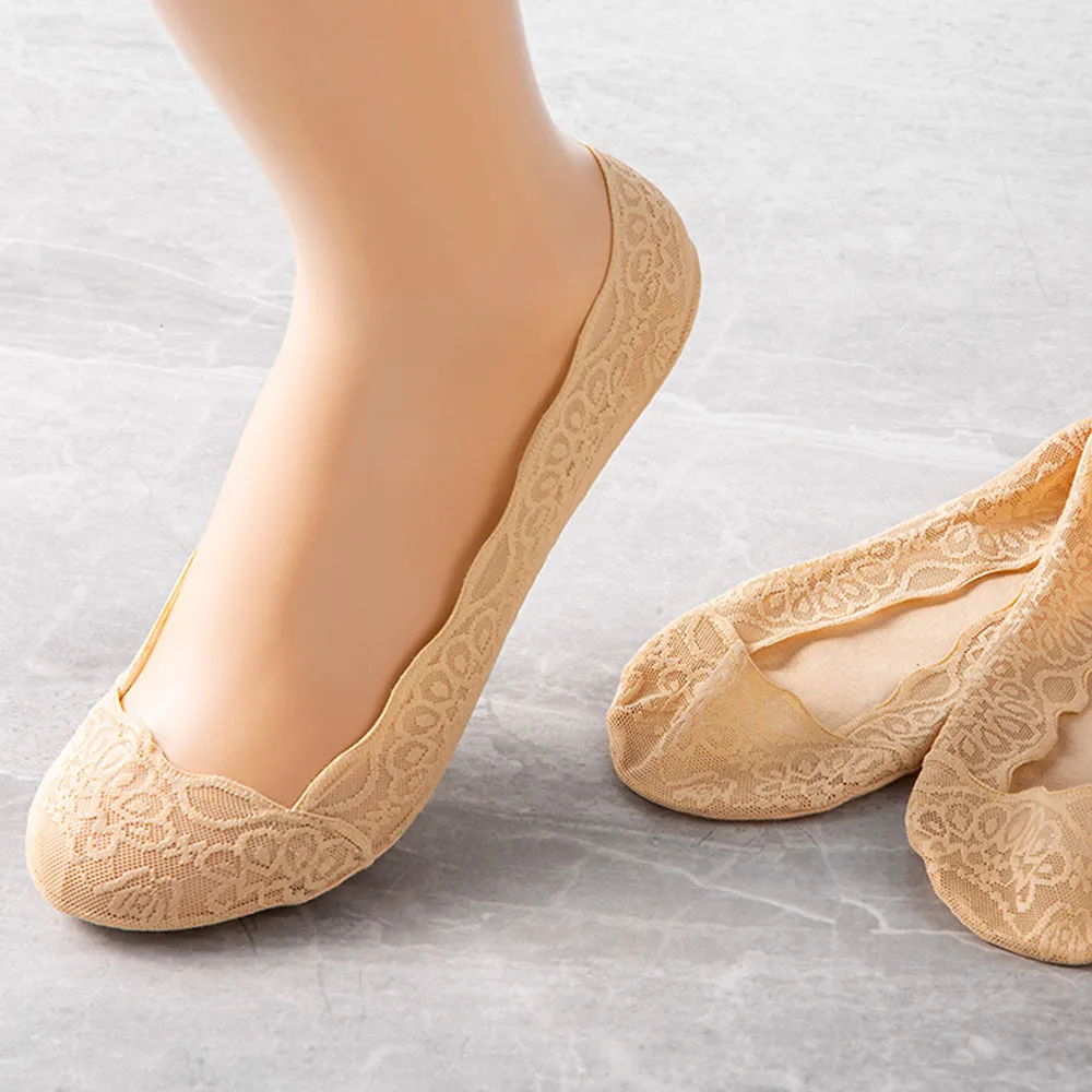 BaseAlpha Essentials Lace Over Silicon Cotton Oversocks Beige 10p