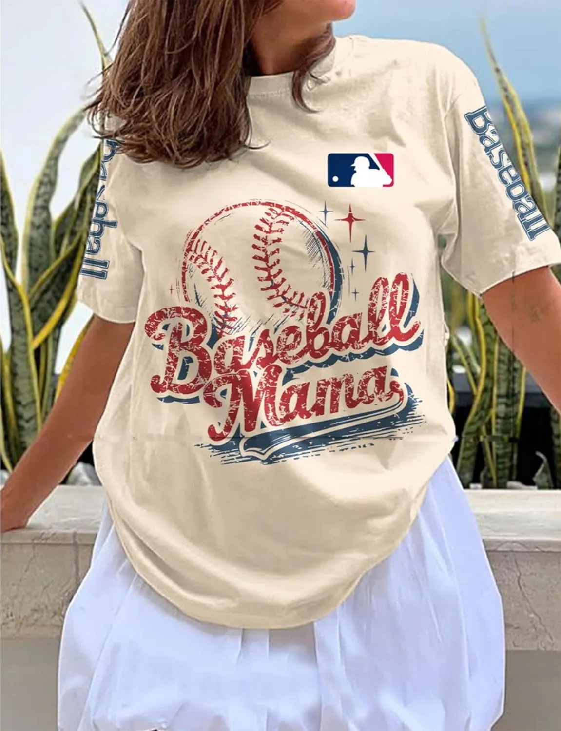 Baseball Shirt Women Oversized Baseball Mom Tshirts Game Day Short Sleeve Casual Loose Graphic Tees Tops