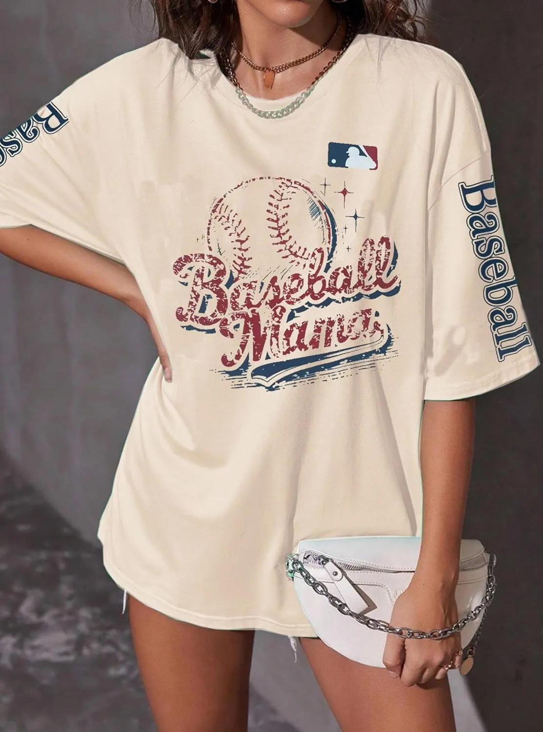 Baseball Shirt Women Oversized Baseball Mom Tshirts Game Day Short Sleeve Casual Loose Graphic Tees Tops