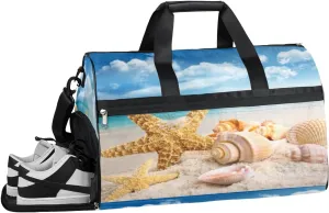 Beach Summer Sports Gym Bag with Wet Pocket & Shoes Compartment Waterproof Workout Duffel Bag for Women and Men Weekender Overnight Duffle Bag Travel Carry-on Tote