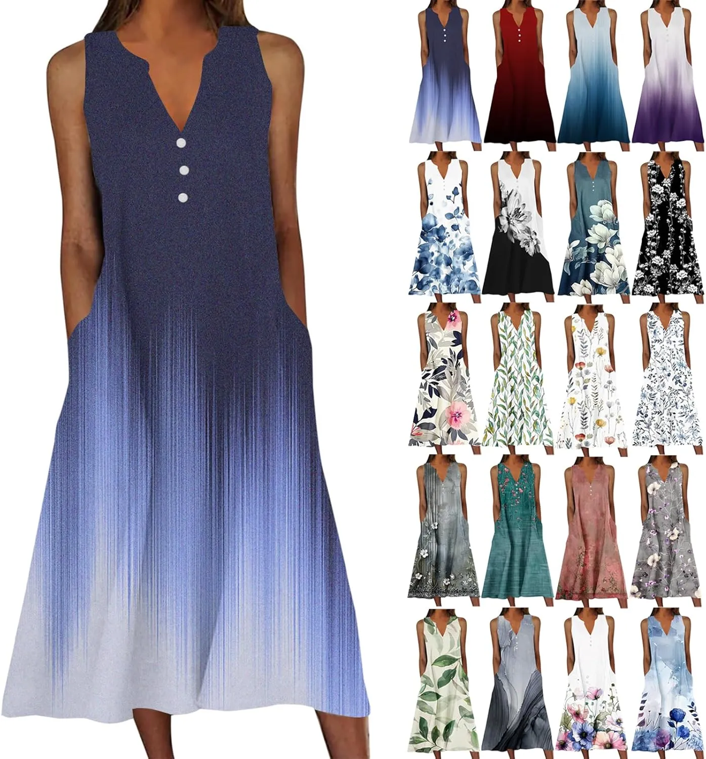 Beach Sundresses for Women 2025 Vacation Casual Plus Size Midi Sun Dress Loose Flowy Summer Boho Long Dresse Trendy
