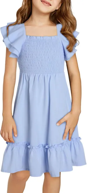blibean Tween Girls Elegant Ruffle Sleeve Dresses Size 6-15 Years