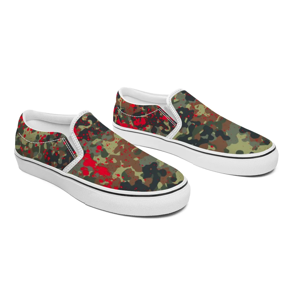 Bloody Camouflage Splatter Pattern V2 | Punk Slip-On Sneakers