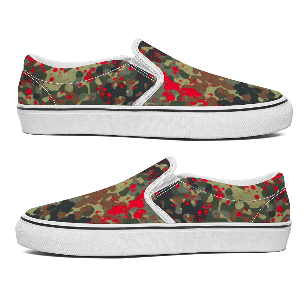 Bloody Camouflage Splatter Pattern V2 | Punk Slip-On Sneakers