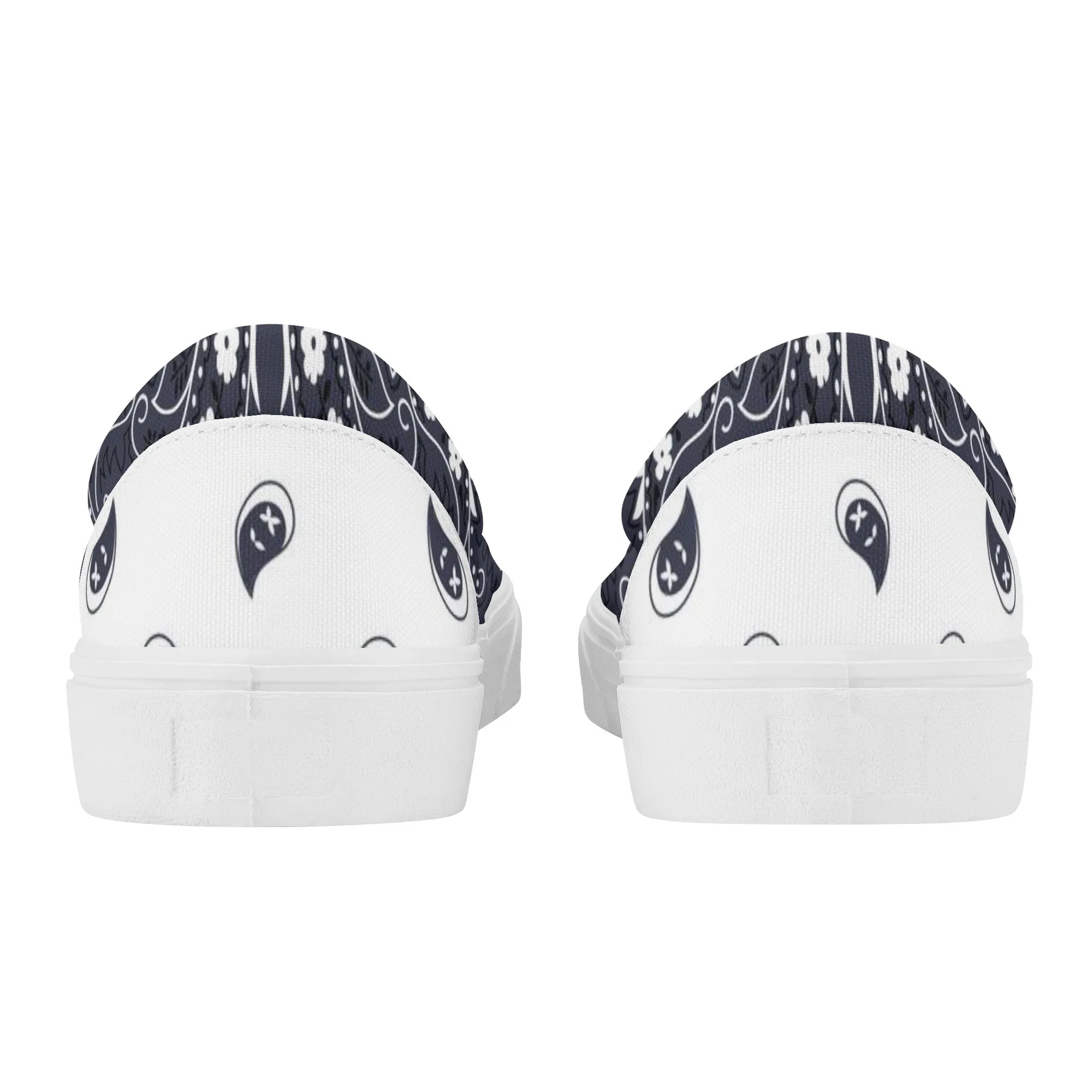Blue & White Bandana Pattern Slip On Sneakers