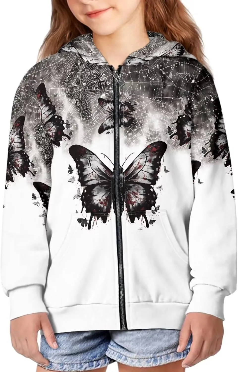 Boys Girls Hoodies Zipper Sweatshirt Long Sleeve Hoodie Sweatshirt with Pockets Pullover Tops Age 6-14