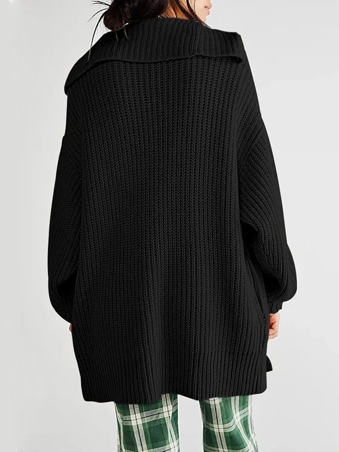 Cardigan Sweaters for Women Sailor Collar Long Sleeve Button Oversized Chunky Knit Trendy Slouchy Coat