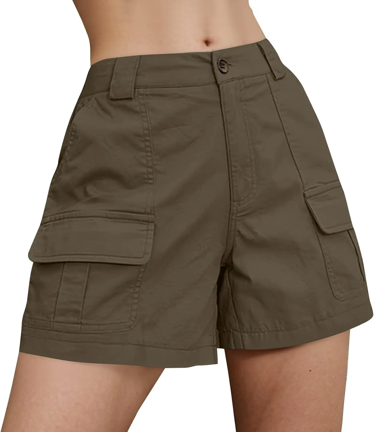 Cargo Shorts Women Baggy High Waisted Summer Y2K Hiking Shorts 5 Inch Inseam Stretchy Comfy Beach Pants with Pockets