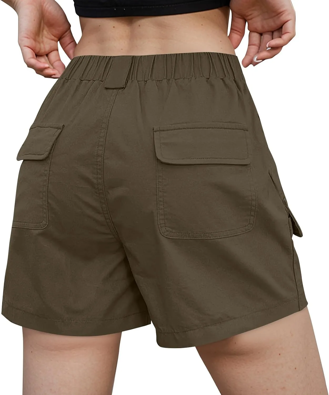 Cargo Shorts Women Baggy High Waisted Summer Y2K Hiking Shorts 5 Inch Inseam Stretchy Comfy Beach Pants with Pockets