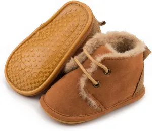 CENCIRILY Baby Booties Newborn Girl Boy shoes Infant Fleece Cozy Fur Lining Winter Warm Ankle Boots Rubber Sole Anti-Slip Prewalker Boots