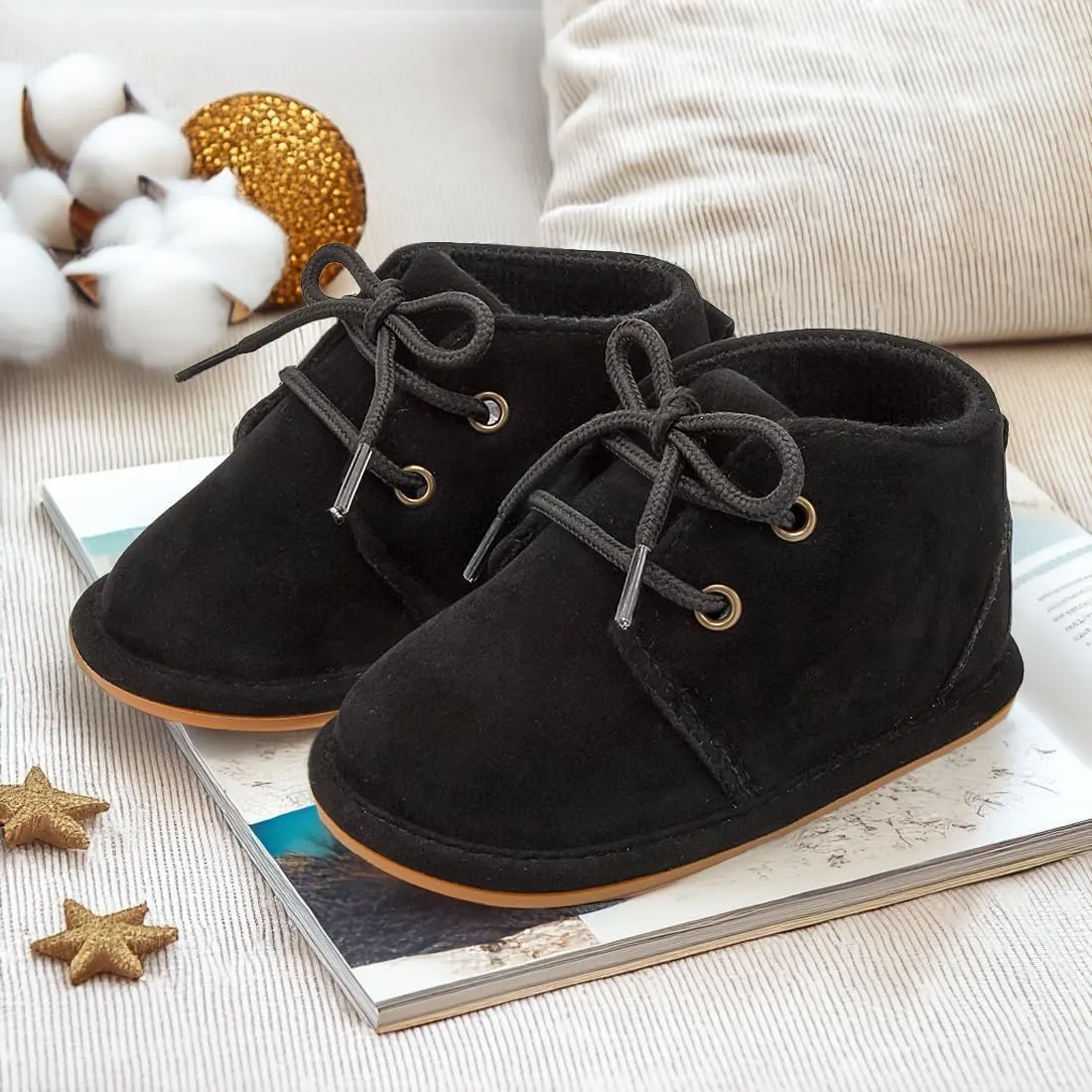 CENCIRILY Baby Booties Newborn Girl Boy shoes Infant Fleece Cozy Fur Lining Winter Warm Ankle Boots Rubber Sole Anti-Slip Prewalker Boots
