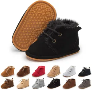 CENCIRILY Baby Booties Newborn Girl Boy shoes Infant Fleece Cozy Fur Lining Winter Warm Ankle Boots Rubber Sole Anti-Slip Prewalker Boots