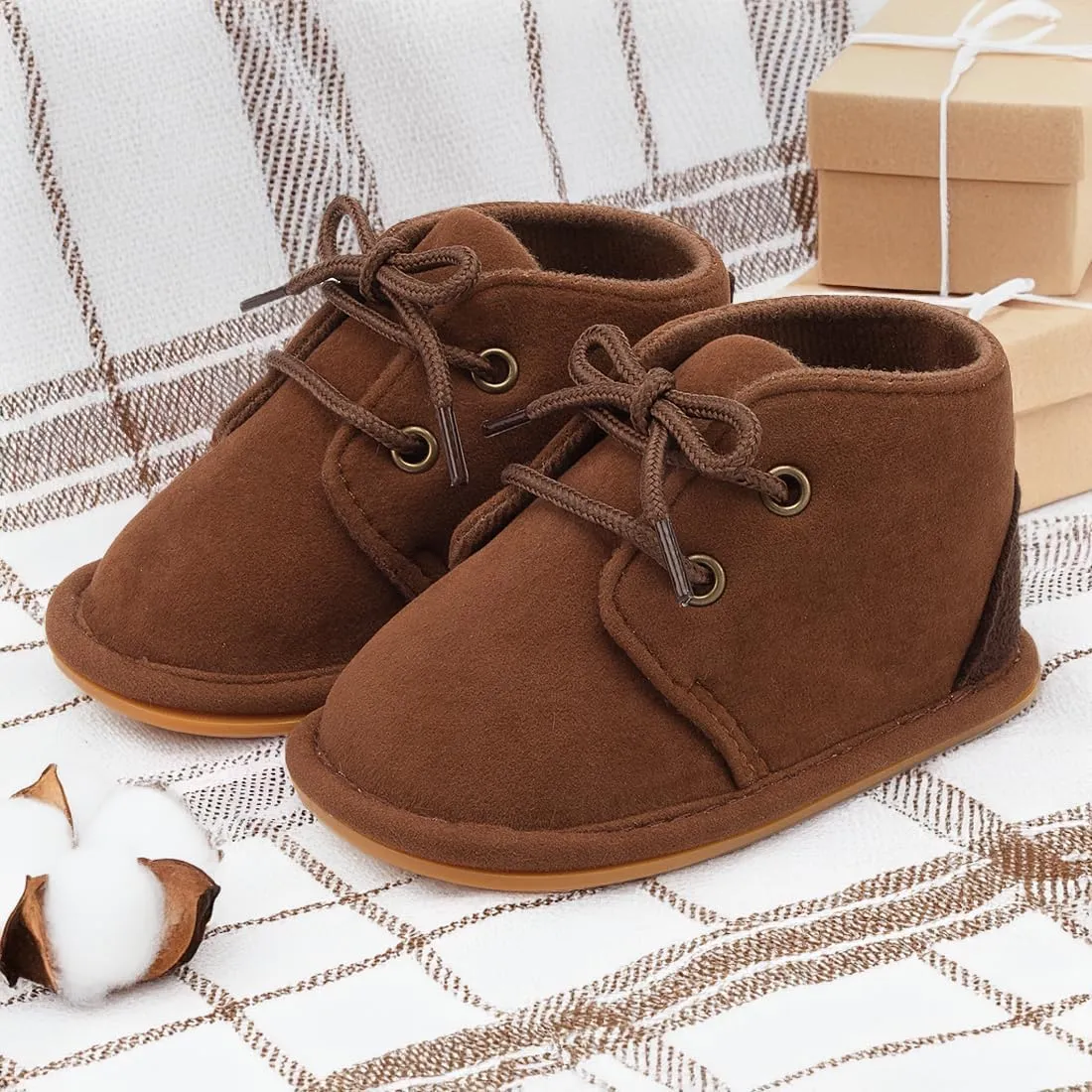 CENCIRILY Baby Booties Newborn Girl Boy shoes Infant Fleece Cozy Fur Lining Winter Warm Ankle Boots Rubber Sole Anti-Slip Prewalker Boots
