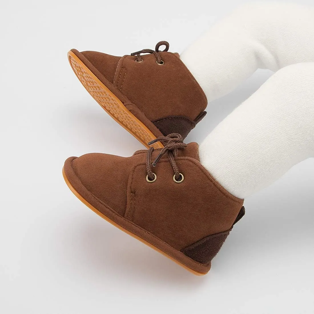 CENCIRILY Baby Booties Newborn Girl Boy shoes Infant Fleece Cozy Fur Lining Winter Warm Ankle Boots Rubber Sole Anti-Slip Prewalker Boots