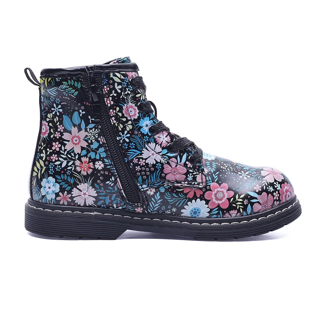 Classic Waterproof Shoes for Girl Toddler Zip Flower Walking Boots