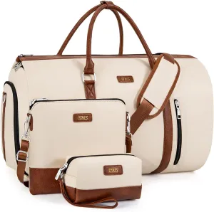 Convertible Garment Duffel Bag for Travel - Carry On Garment Bags With Toiletry Bag Large Weekender Bag for Men Women 2 in 1 Hanging Suitcase Suit Travel Duffel Overnight Bags 4pcs Set