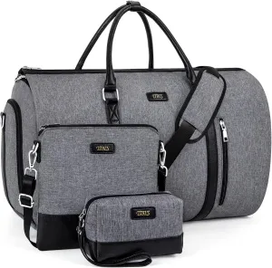 Convertible Garment Duffel Bag for Travel - Carry On Garment Bags With Toiletry Bag Large Weekender Bag for Men Women 2 in 1 Hanging Suitcase Suit Travel Duffel Overnight Bags 4pcs Set