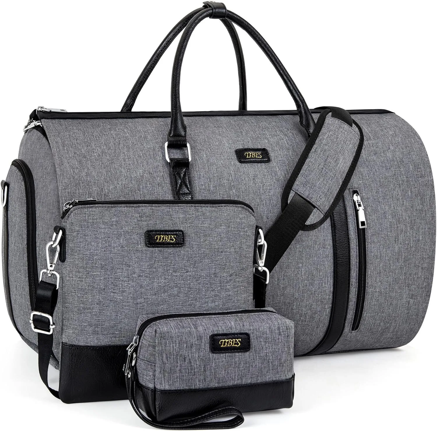 Convertible Garment Duffel Bag for Travel - Carry On Garment Bags With Toiletry Bag Large Weekender Bag for Men Women 2 in 1 Hanging Suitcase Suit Travel Duffel Overnight Bags 4pcs Set
