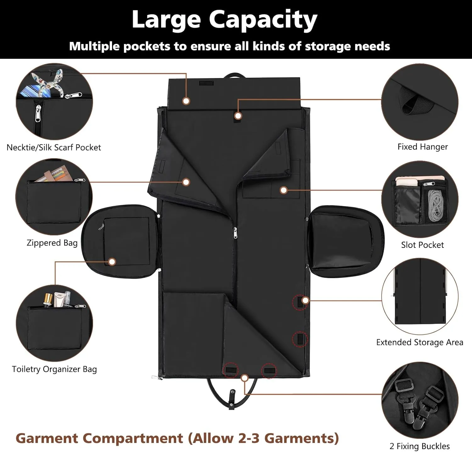 Convertible Garment Duffle Bags for Travel - Carry on Garment Bag for Men Women Large Travel Duffel Bag with Crossbody Bag 4pcs Set, 2 in 1 Hanging Suit Dress Clothes Travel Bag