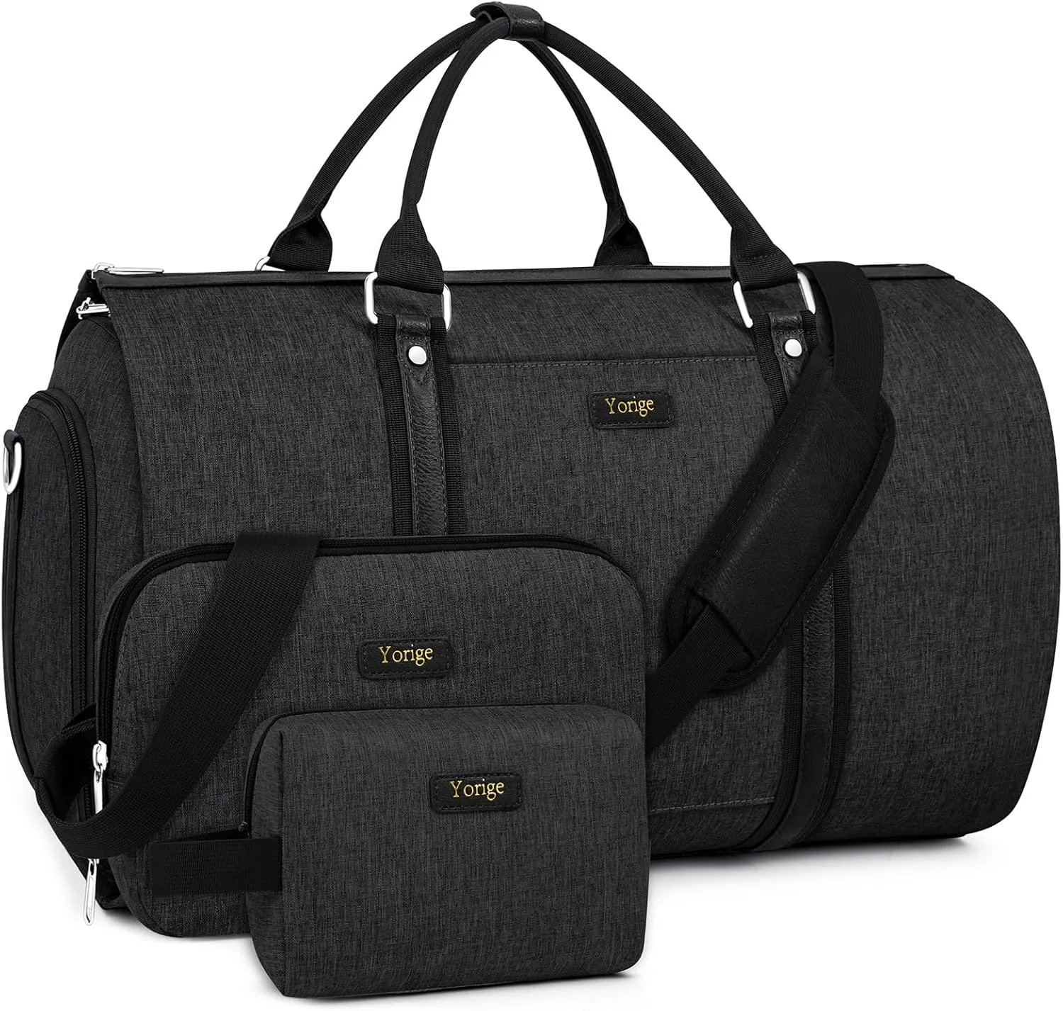 Convertible Garment Duffle Bags for Travel - Carry on Garment Bag for Men Women Large Travel Duffel Bag with Crossbody Bag 4pcs Set, 2 in 1 Hanging Suit Dress Clothes Travel Bag