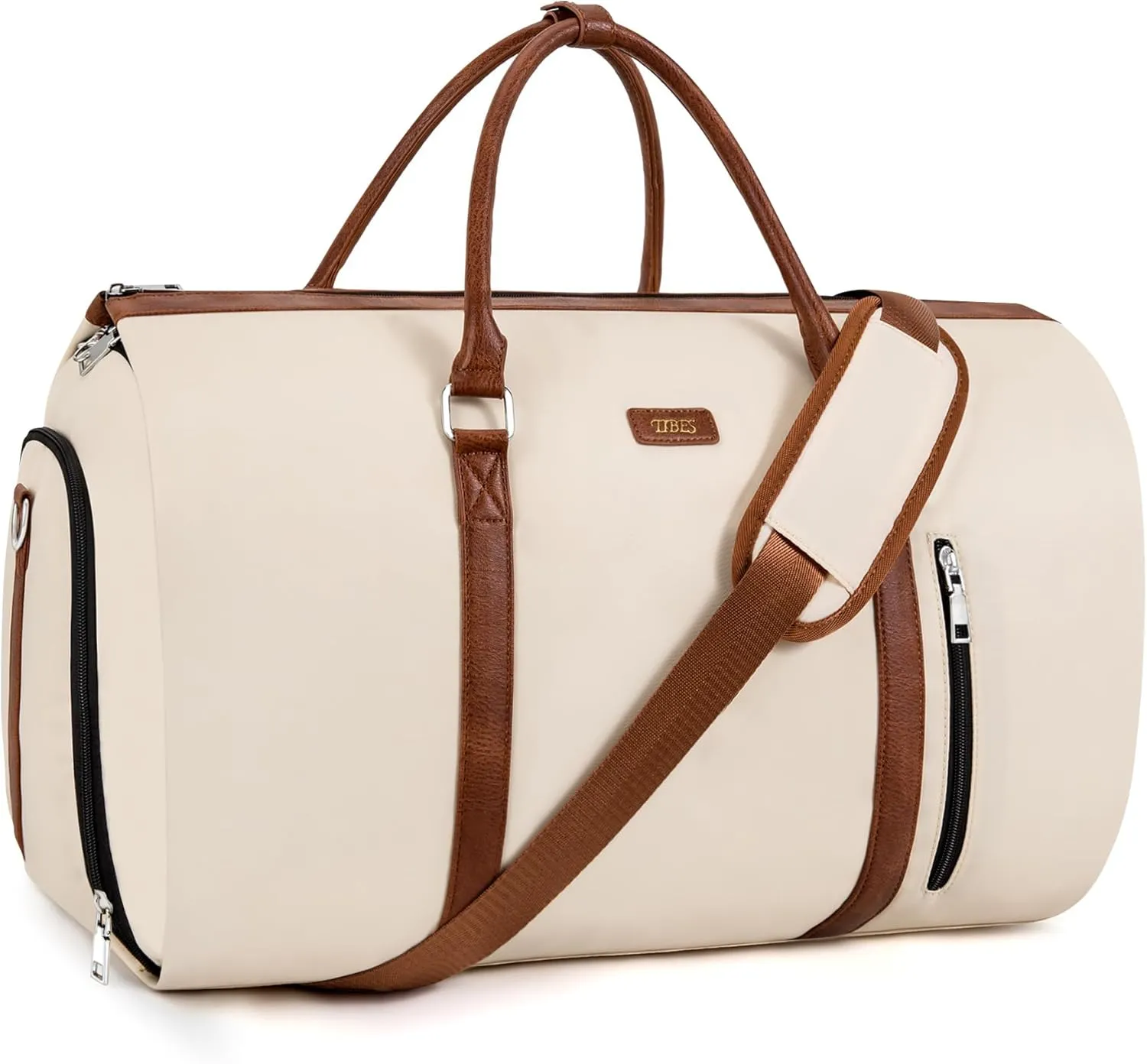 Convertible Garment Duffle Bags for Travel - Carry On Garment Bags With Toiletry Bag, Large Weekender Bags for Women Men 2 in 1 Hanging Suitcase Suit Travel Duffel (Off White)