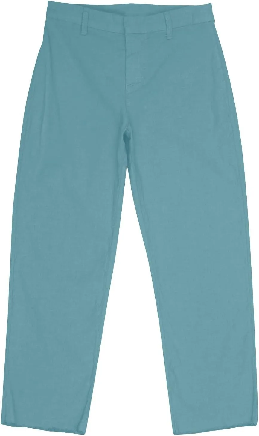 Cotton Linen Cropped Pants Women Straight Leg Capris Summer Business Casual Work Pants Ankle Length Chino Trousers