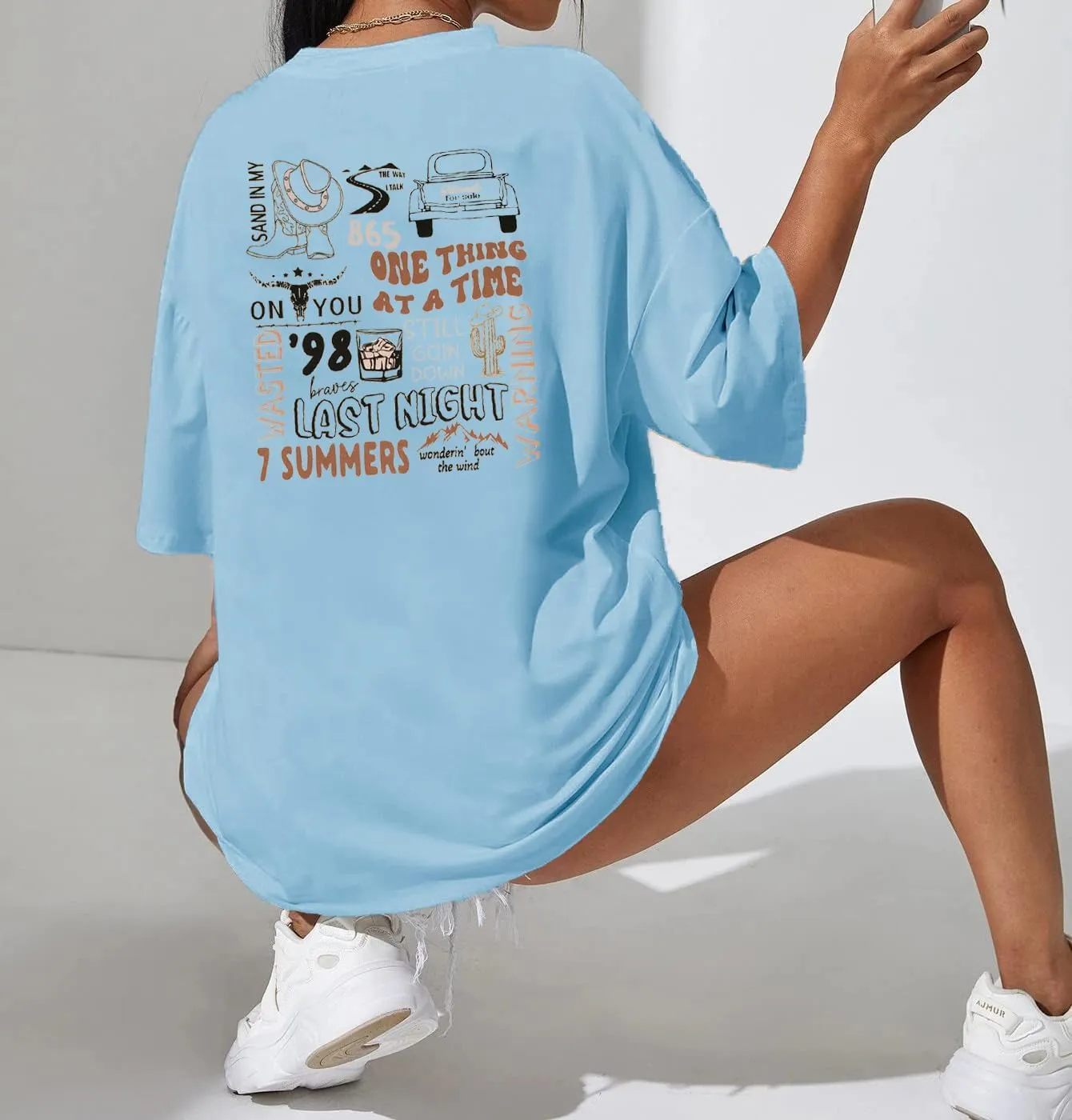 Cow Skull Shirts for Women Western Graphic T Shirts Oversized Country Music Shirt Rodeo Cowboy Graphic Tee