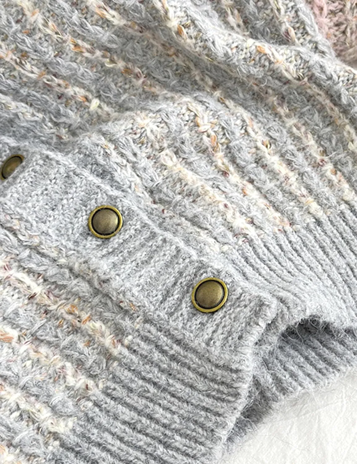 COZYPOIN Women Chunky Knitted Cardigan Sweater Crew Neck Button Fall Trendy Knit Coat