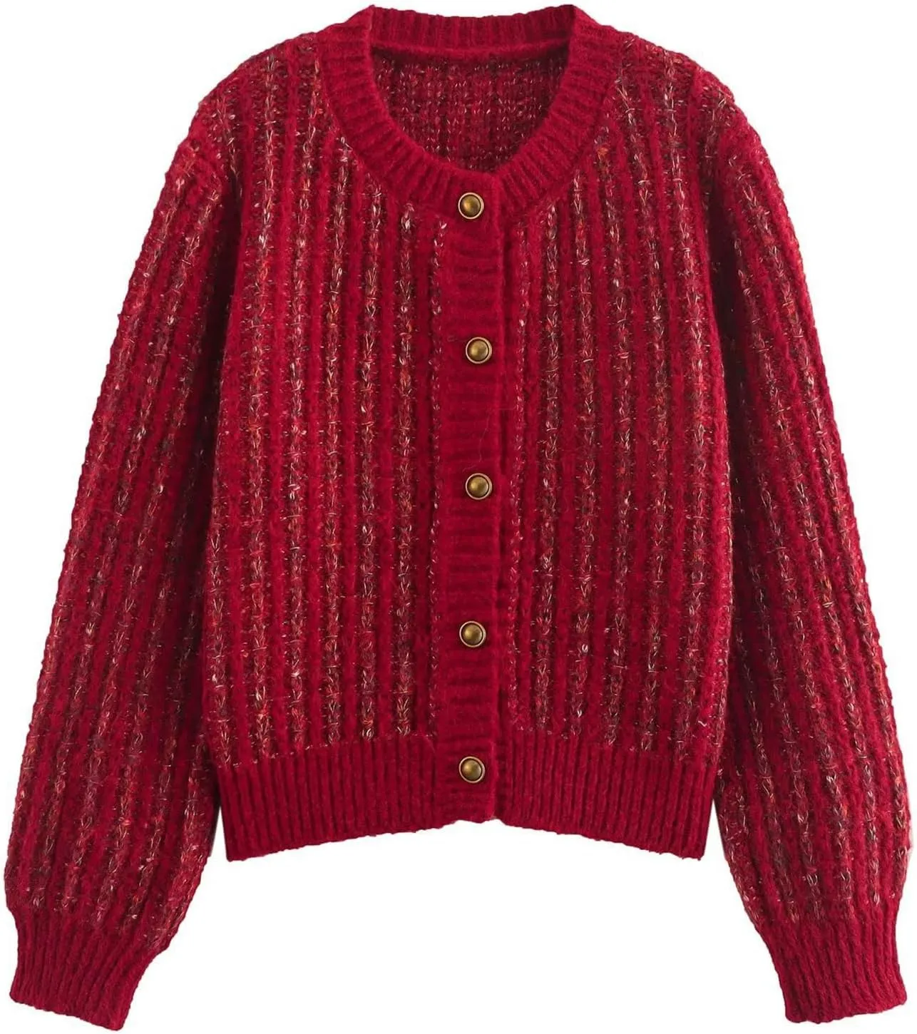 COZYPOIN Women Chunky Knitted Cardigan Sweater Crew Neck Button Fall Trendy Knit Coat